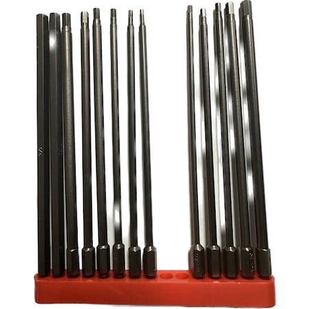 Vega 13 pc set of 6 Inch Hex Power Bits w. Holder 8pc SAE & 5pc Metric 6IN13PCHEX